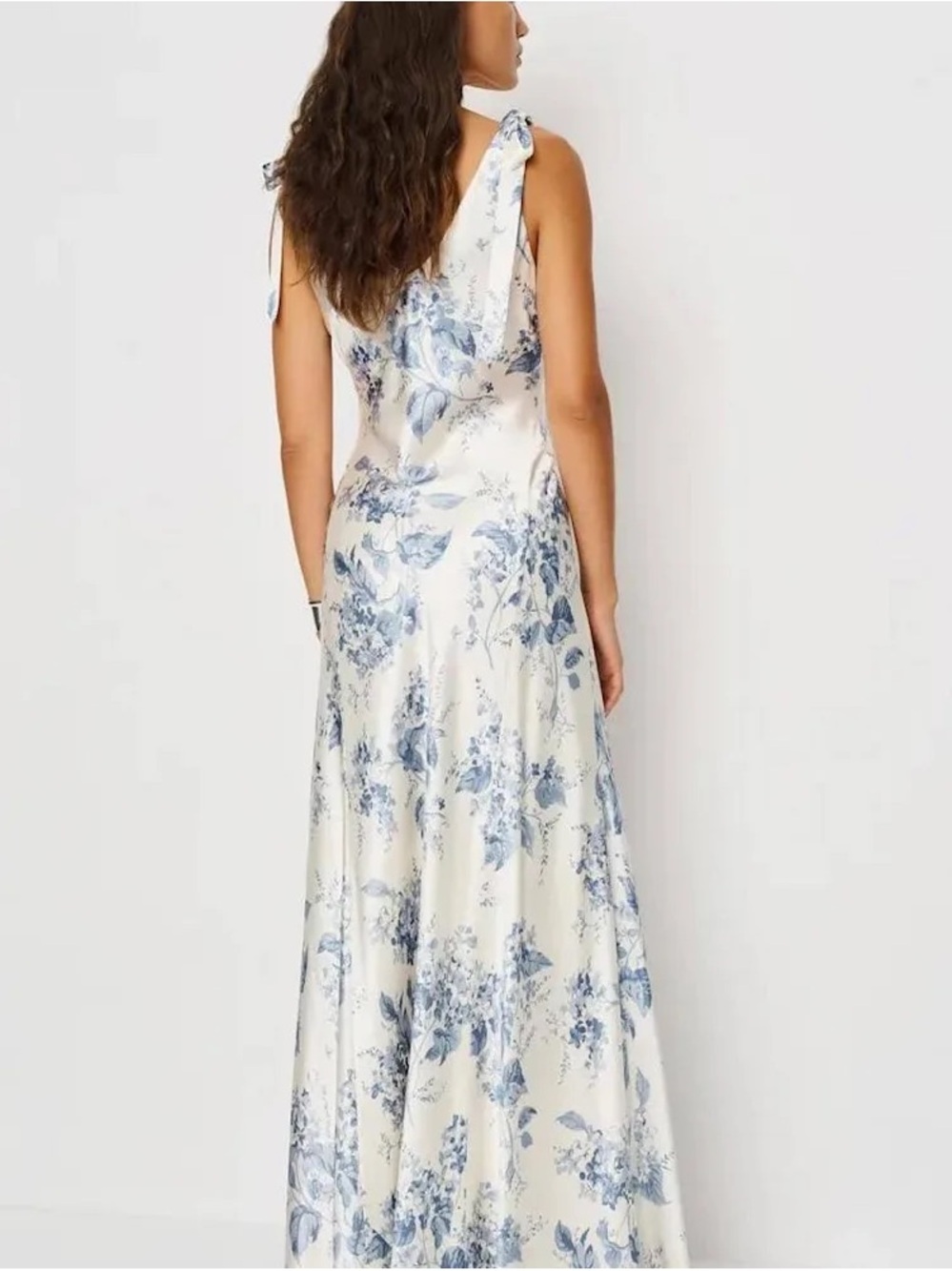 Reformation Cream Maxi Dress with Blue Floral Pattern - Picture 2 of 5